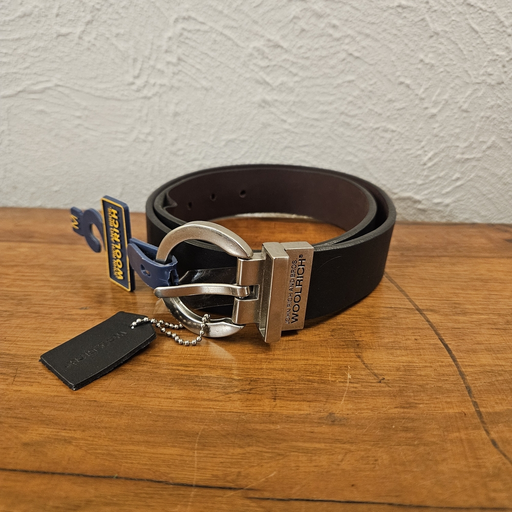 Woolrich Belt Reversible‎ Size M Genuine Italian Full Grain Leather Black Brown